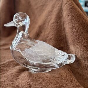Anna Hutte Bleikristall Duck Mallard Glass & Satin Candy Dish With Lid